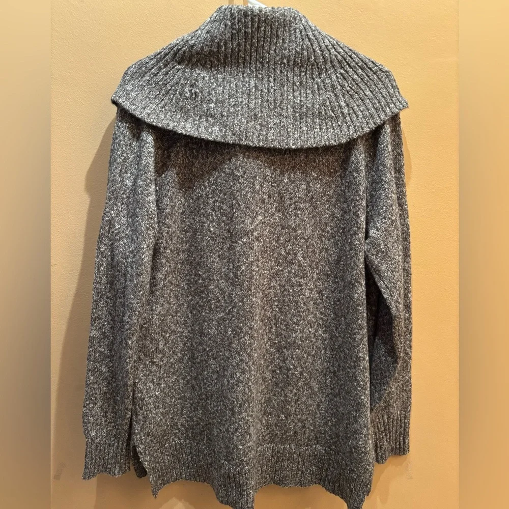 Michael Kors gray marled knit cowl neck pullover sweater with zip pockets Large